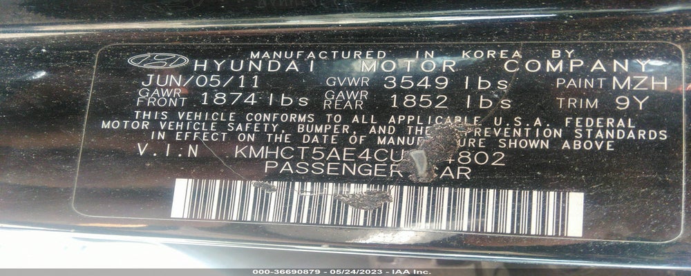 KMHCT5AE4CU004802 2012 HYUNDAI ACCENT photo no. 9