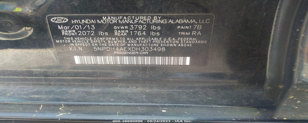 5NPDH4AEXDH303498 2013 HYUNDAI ELANTRA photo no. 9