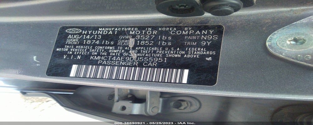 KMHCT4AE9DU555951 2013 HYUNDAI ACCENT photo no. 9