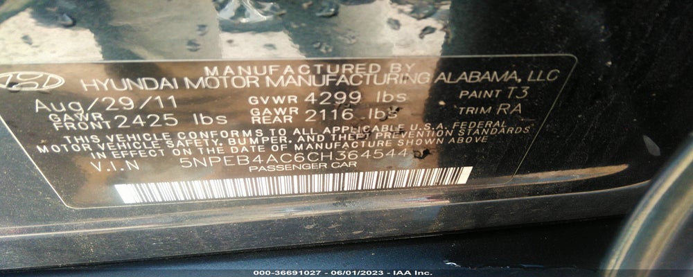 5NPEB4AC6CH364544 2012 HYUNDAI SONATA photo no. 9