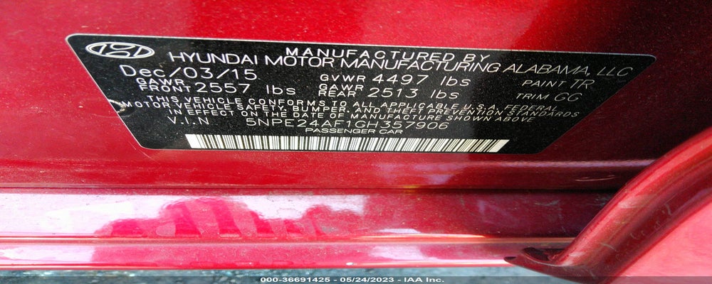5NPE24AF1GH357906 2016 HYUNDAI SONATA photo no. 9