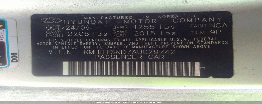 KMHHT6KD7AU029742 2010 HYUNDAI GENESIS COUPE photo no. 9
