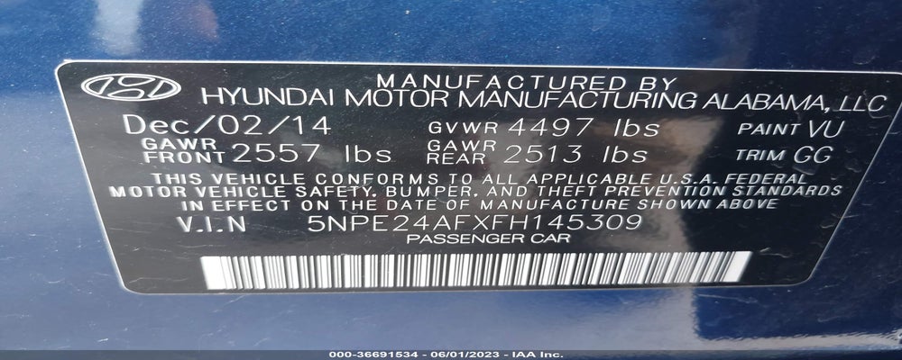 5NPE24AFXFH145309 2015 HYUNDAI SONATA photo no. 9