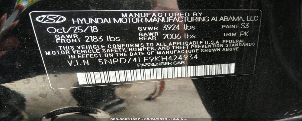 5NPD74LF9KH424934 2019 HYUNDAI ELANTRA photo no. 9