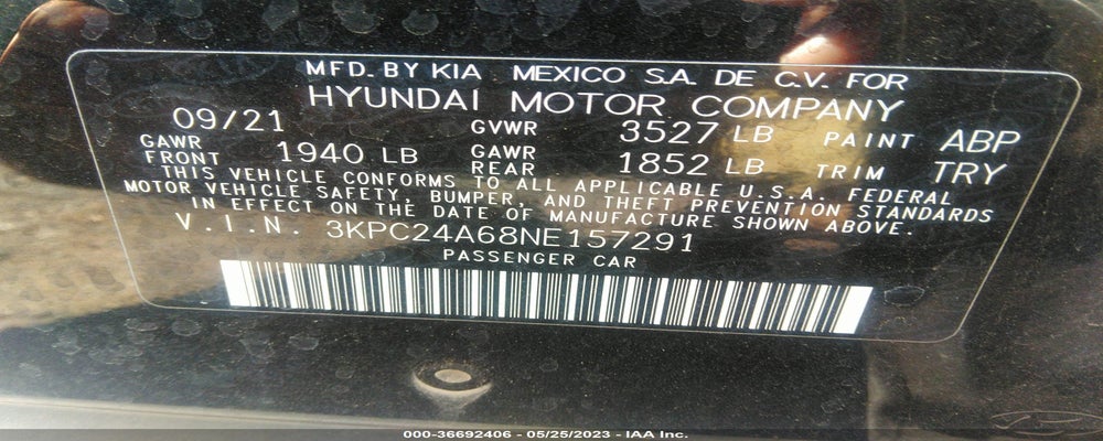 3KPC24A68NE157291 2022 HYUNDAI ACCENT photo no. 9