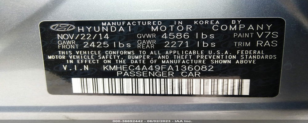 KMHEC4A49FA136082 2015 HYUNDAI SONATA HYBRID photo no. 9