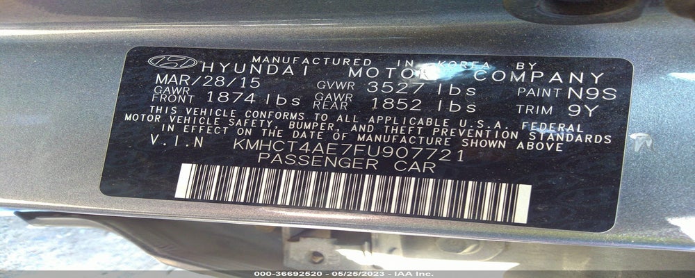KMHCT4AE7FU907721 2015 HYUNDAI ACCENT photo no. 9