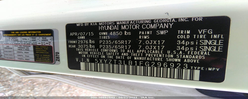 5XYZT3LB1FG296923 2015 HYUNDAI SANTA FE SPORT photo no. 9