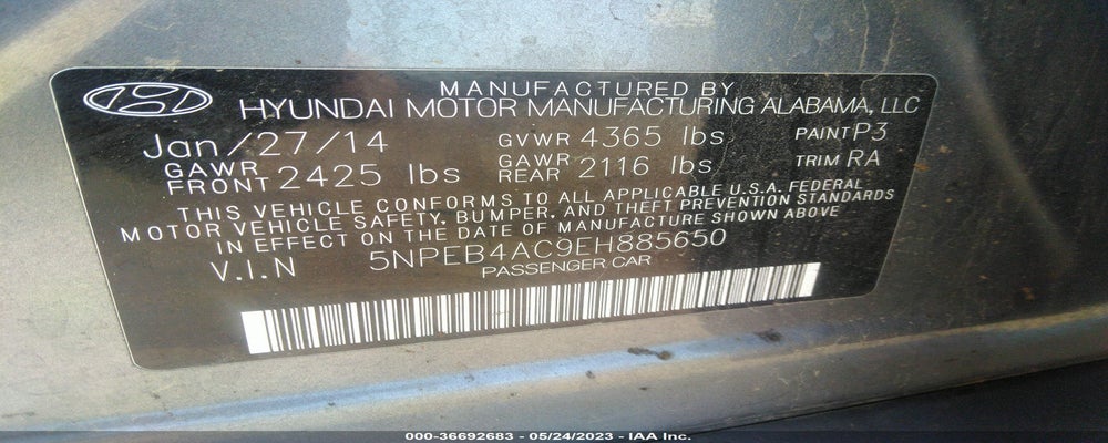 5NPEB4AC9EH885650 2014 HYUNDAI SONATA photo no. 9
