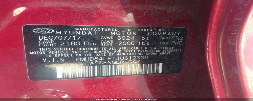 KMHD84LF1JU612330 2018 HYUNDAI ELANTRA photo no. 9