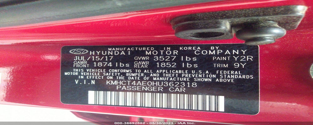 KMHCT4AE0HU362318 2017 HYUNDAI ACCENT photo no. 9