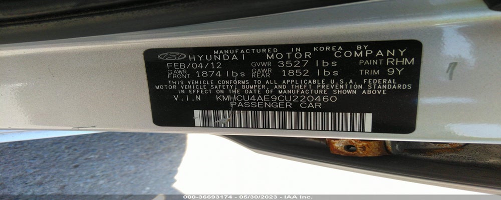 KMHCU4AE9CU220460 2012 HYUNDAI ACCENT photo no. 9