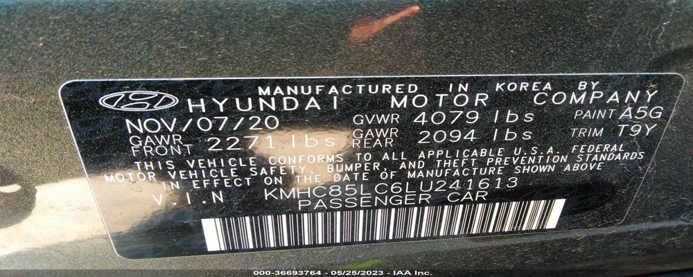 KMHC85LC6LU241613 2020 HYUNDAI IONIQ HYBRID photo no. 9