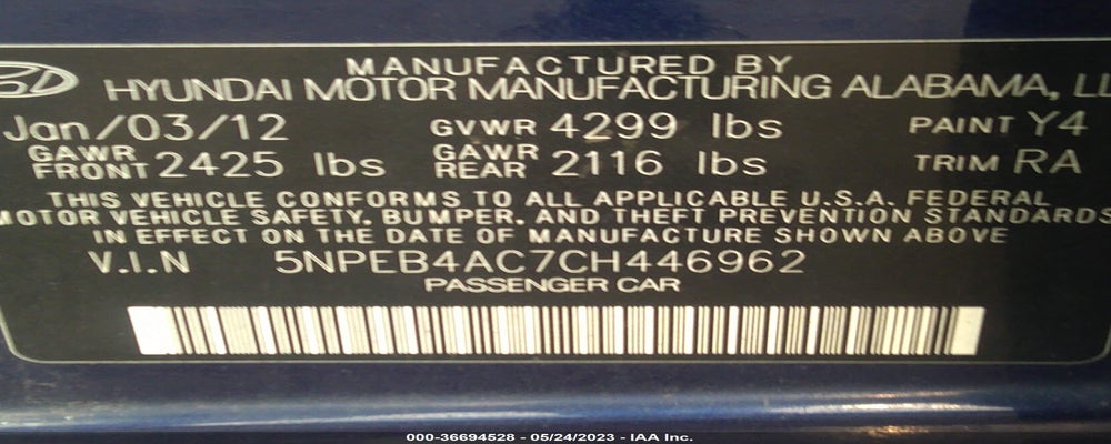 5NPEB4AC7CH446962 2012 HYUNDAI SONATA photo no. 9