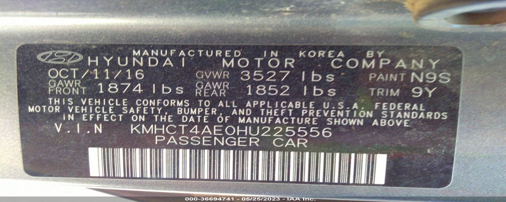 KMHCT4AE0HU225556 2017 HYUNDAI ACCENT photo no. 9