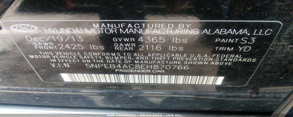 5NPEB4AC8EH870766 2014 HYUNDAI SONATA photo no. 9