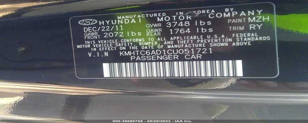 KMHTC6AD1CU051721 2012 HYUNDAI VELOSTER photo no. 9