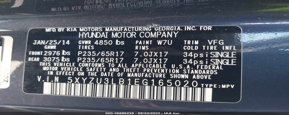 5XYZU3LB1EG165020 2014 HYUNDAI SANTA FE SPORT photo no. 9