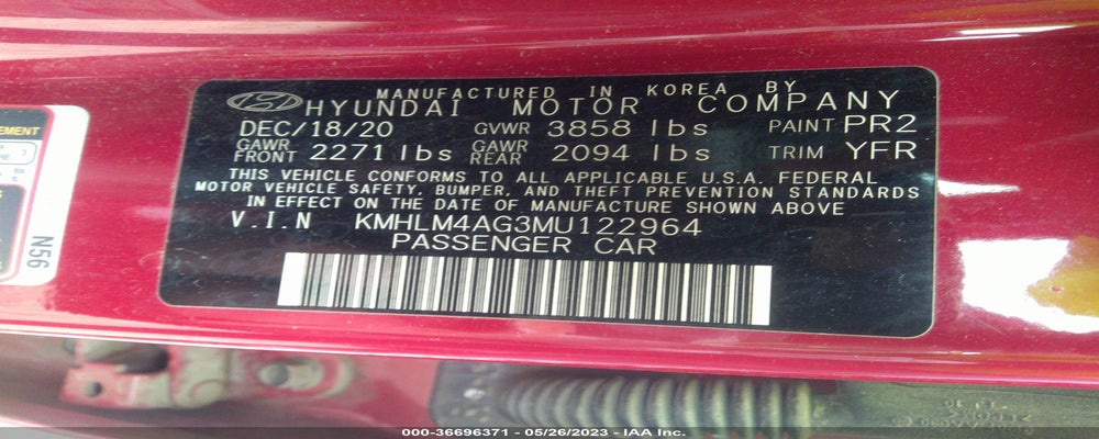 KMHLM4AG3MU122964 2021 HYUNDAI ELANTRA photo no. 9