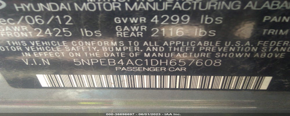5NPEB4AC1DH657608 2013 HYUNDAI SONATA photo no. 9