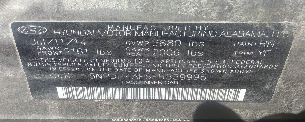 5NPDH4AE6FH559995 2015 HYUNDAI ELANTRA photo no. 9