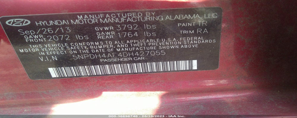 5NPDH4AE4DH427055 2013 HYUNDAI ELANTRA photo no. 9
