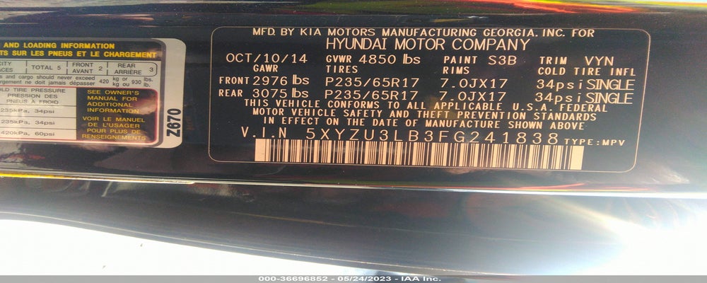 5XYZU3LB3FG241838 2015 HYUNDAI SANTA FE SPORT photo no. 9