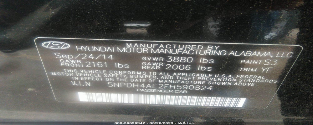 5NPDH4AE2FH590824 2015 HYUNDAI ELANTRA photo no. 9