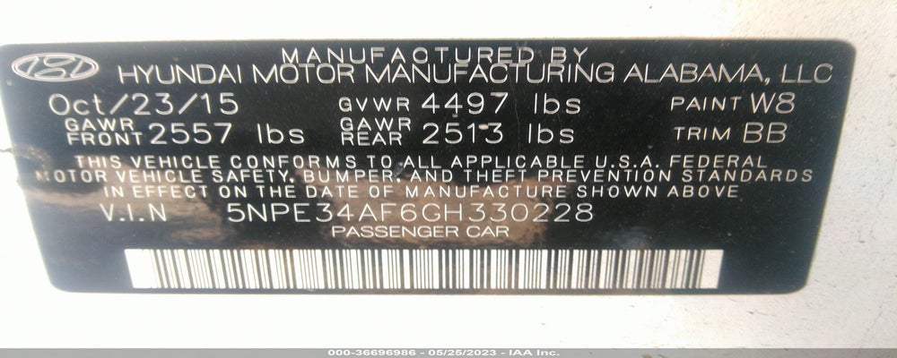5NPE34AF6GH330228 2016 HYUNDAI SONATA photo no. 9