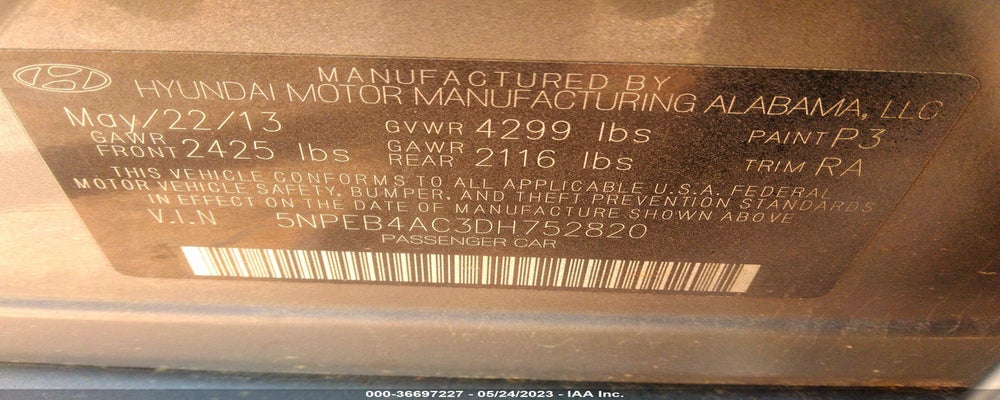 5NPEB4AC3DH752820 2013 HYUNDAI SONATA photo no. 9