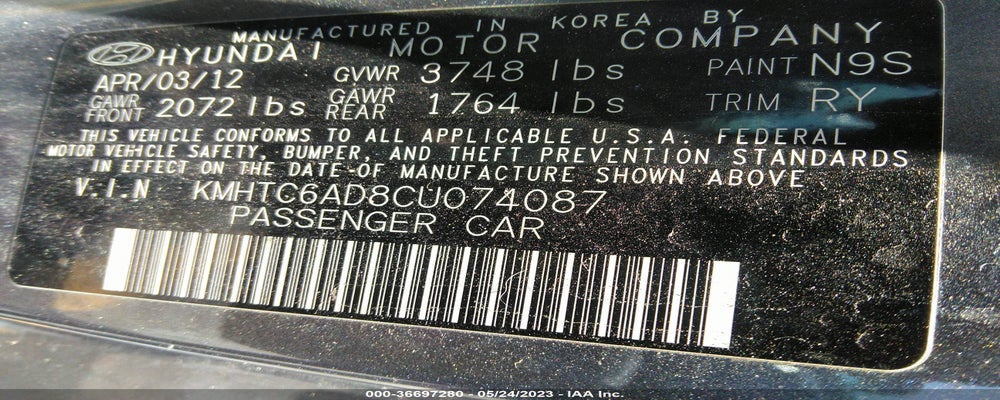 KMHTC6AD8CU074087 2012 HYUNDAI VELOSTER photo no. 9