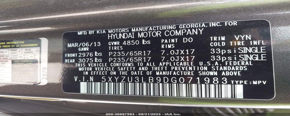 5XYZU3LB9DG071983 2013 HYUNDAI SANTA FE photo no. 9