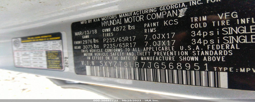 5XYZT3LB7JG568951 2018 HYUNDAI SANTA FE SPORT photo no. 9