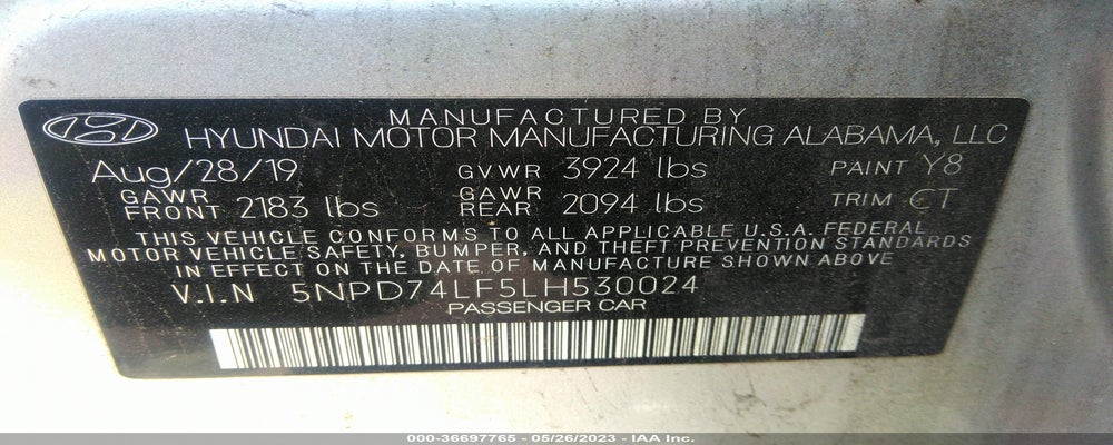 5NPD74LF5LH530024 2020 HYUNDAI ELANTRA photo no. 9