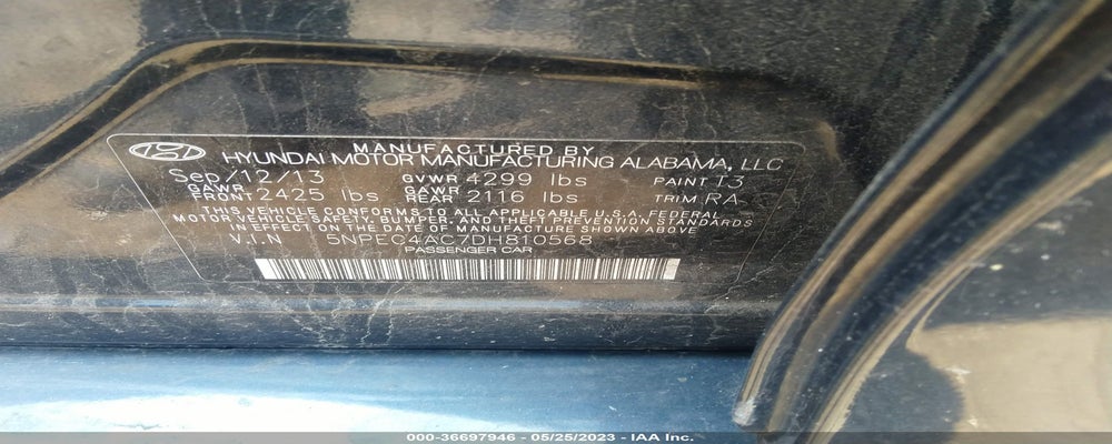 5NPEC4AC7DH810568 2013 HYUNDAI SONATA photo no. 9