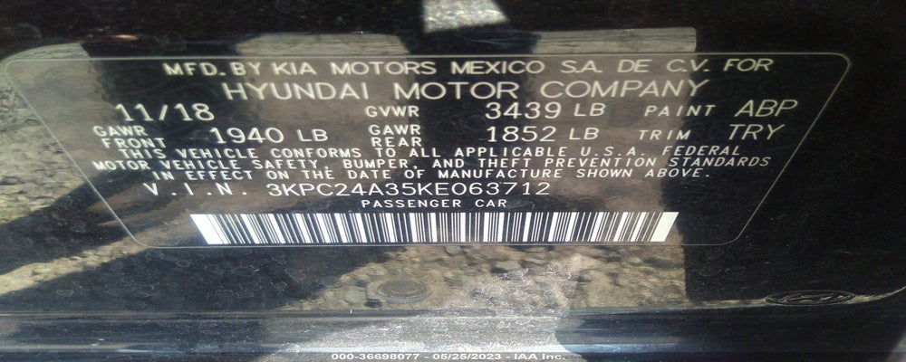 3KPC24A35KE063712 2019 HYUNDAI ACCENT photo no. 9