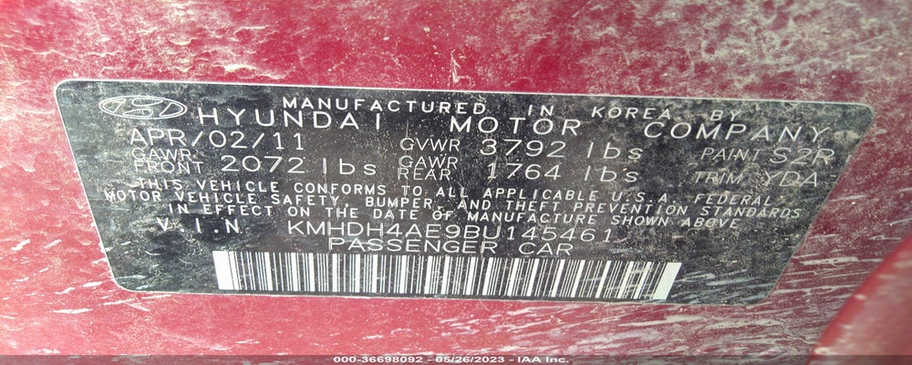 KMHDH4AE9BU145461 2011 HYUNDAI ELANTRA photo no. 9