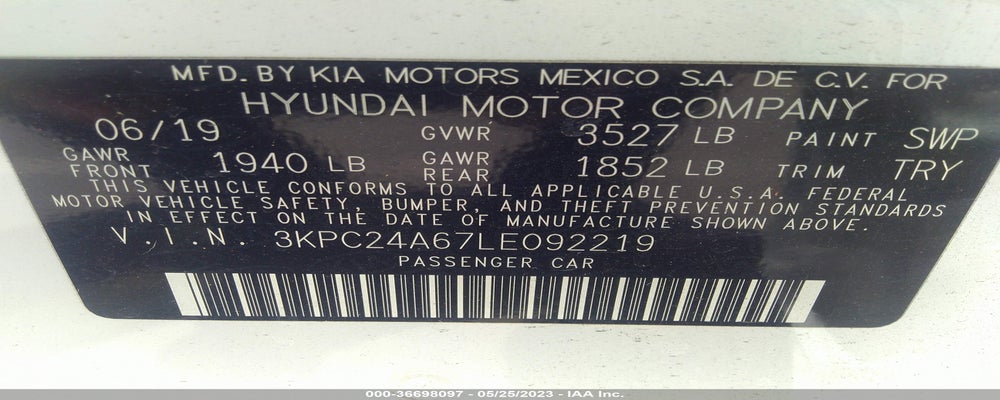 3KPC24A67LE092219 2020 HYUNDAI ACCENT photo no. 9