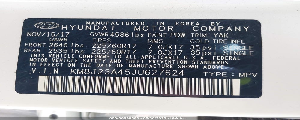 KM8J23A45JU627624 2018 HYUNDAI TUCSON photo no. 9
