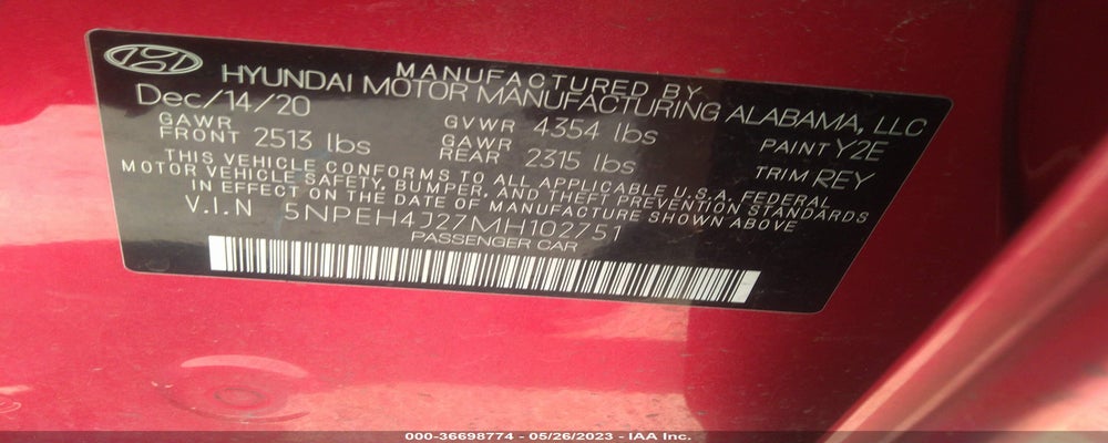 5NPEH4J27MH102751 2021 HYUNDAI SONATA photo no. 9