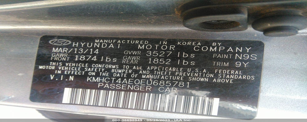 KMHCT4AE0EU685781 2014 HYUNDAI ACCENT photo no. 9