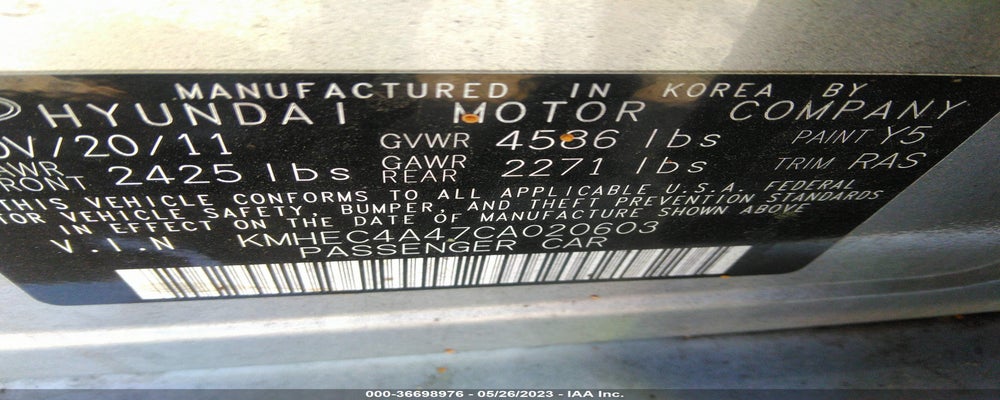 KMHEC4A47CA020603 2012 HYUNDAI SONATA photo no. 9
