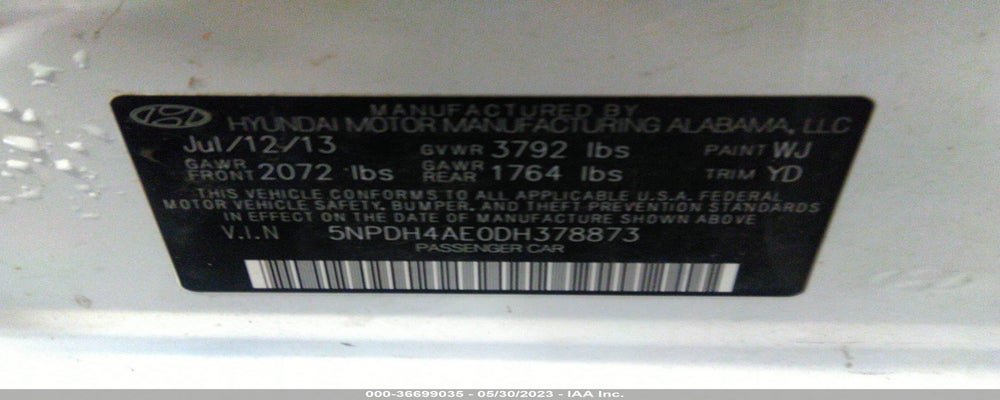 5NPDH4AE0DH378873 2013 HYUNDAI ELANTRA photo no. 9