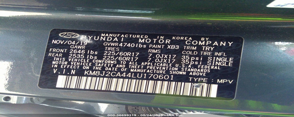 KM8J2CA44LU170601 2020 HYUNDAI TUCSON photo no. 9