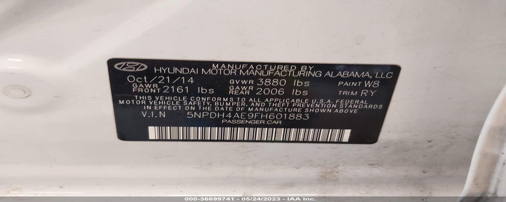 5NPDH4AE9FH601883 2015 HYUNDAI ELANTRA photo no. 9