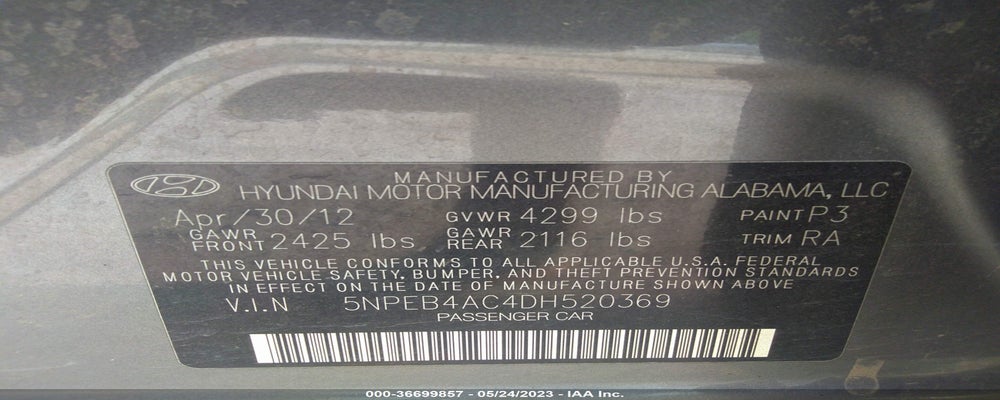 5NPEB4AC4DH520369 2013 HYUNDAI SONATA photo no. 9