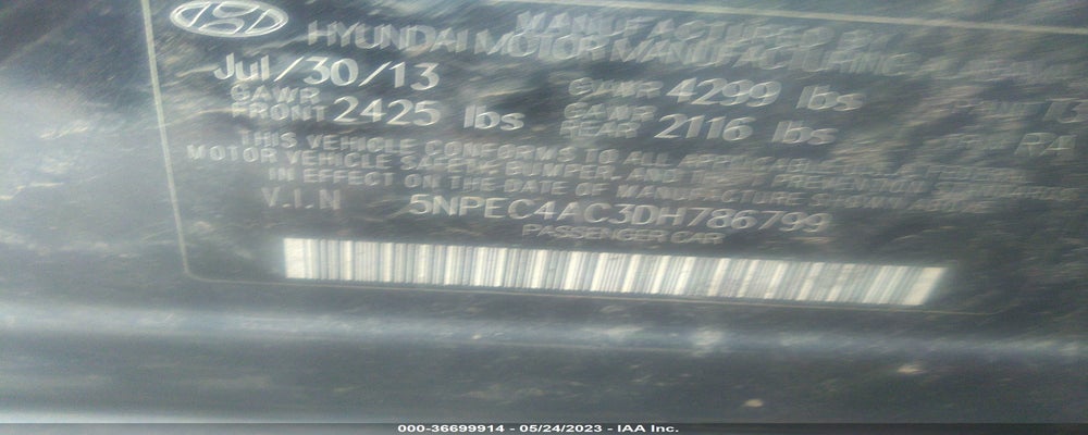 5NPEC4AC3DH786799 2013 HYUNDAI SONATA photo no. 9