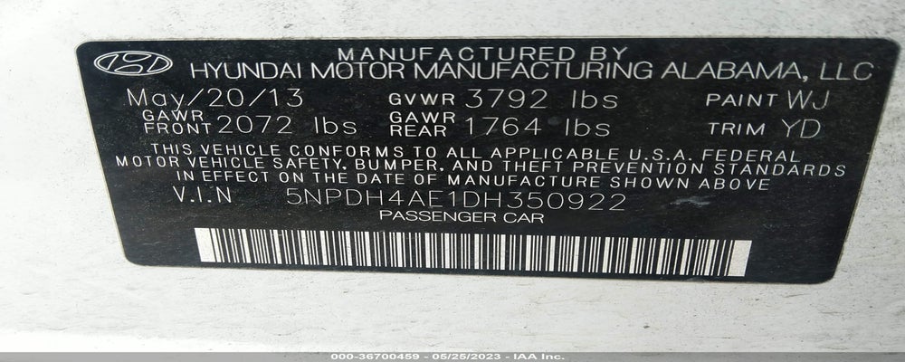 5NPDH4AE1DH350922 2013 HYUNDAI ELANTRA photo no. 9