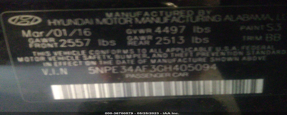5NPE34AF3GH405094 2016 HYUNDAI SONATA photo no. 9