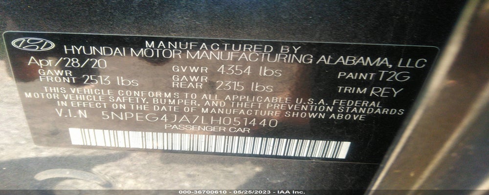 5NPEG4JA7LH051440 2020 HYUNDAI SONATA photo no. 9
